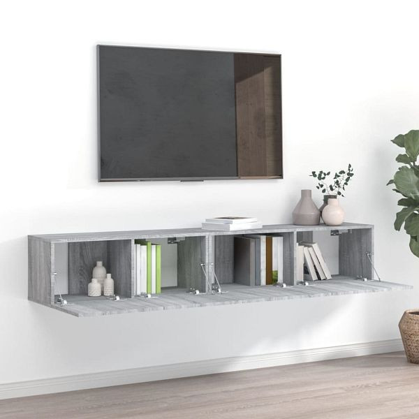 vidaXL 2-teilig TV-Schrank-Set Grau Sonoma Holzwerkstoff, 3120282