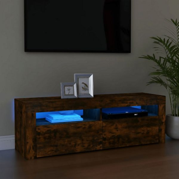 vidaXL TV-Schrank mit LED-Leuchten Räuchereiche 120x35x40 cm, 815687