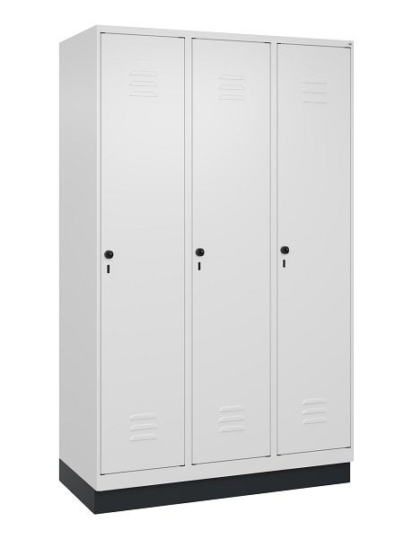 C+P Umkleidespind Classic PLUS, Sockel, 3 Abteile, 1950x1200x500mm, 9016/9016, Drehriegel, 080020-32 S10014