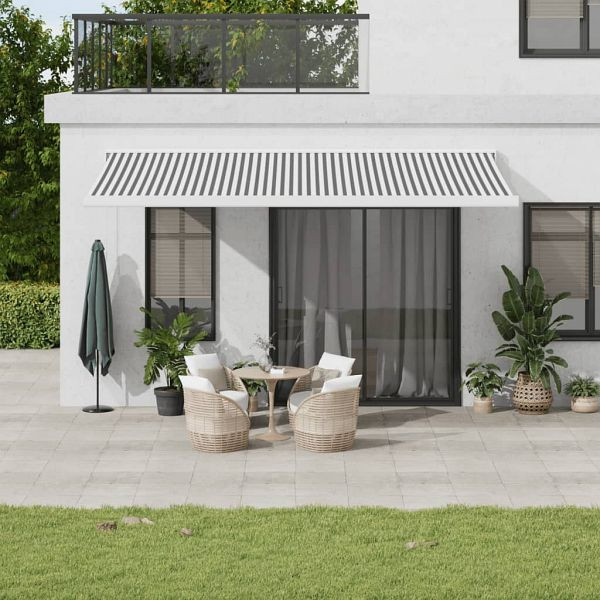 vidaXL Markise Einziehbar Anthrazit und Weiß 5x3 m Stoff und Aluminium, 3216127