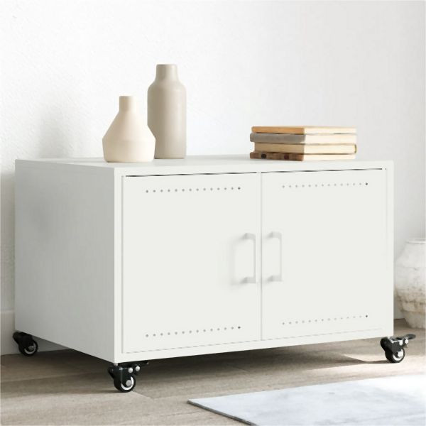 vidaXL Couchtisch Weiß 68x50x43,5 cm Stahl, trendig, 846691