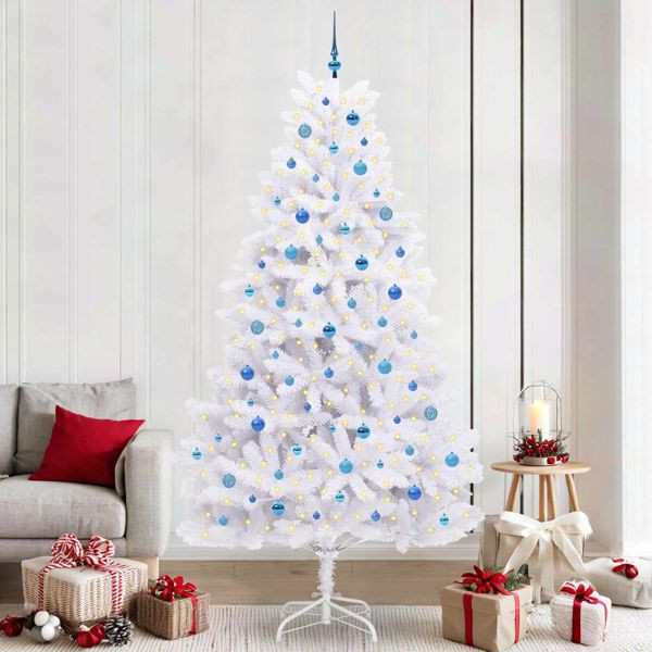 vidaXL Künstlicher klappbarer Weihnachtsbaum Weiß 240 cm PVC und Stahl, 3426619