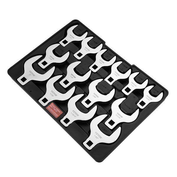 VEVOR Crowfoot-Schlüsselsatz, 1/2-Zoll-Antrieb, 14-teilig, SAE (1-1/16 Zoll – 2 Zoll), mit Ablagefach, 40CR-Material Lasergraviert, NJBSTZJT1214TFIT9V0