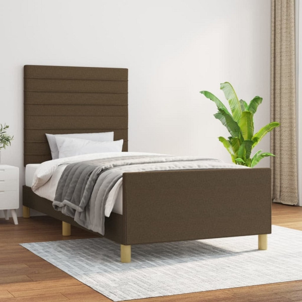 vidaXL Bettgestell mit Kopfteil Dunkelbraun 90x200 cm Stoff, 3125109