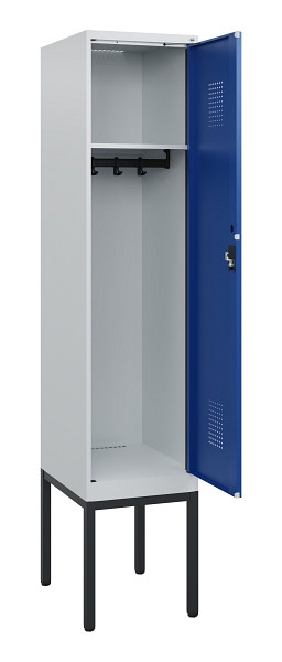 C+P Spind Evolo PLUS, Gestell, 1 Abteil, 1950x400x500mm, 7035/5010, Zylinderschloss, 0490305-12 S10029
