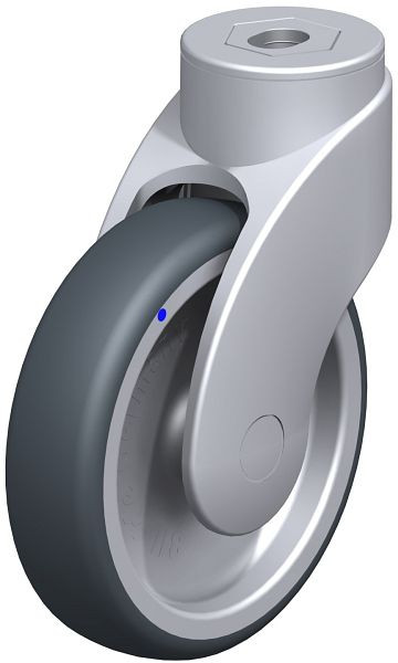 Blickle LWGX-TPA 126G Kunststoff-Lenkrolle WAVE, rostfrei, mit Rückenloch, Thermoplastisches Gummi-Elastomer, Grau, 743317