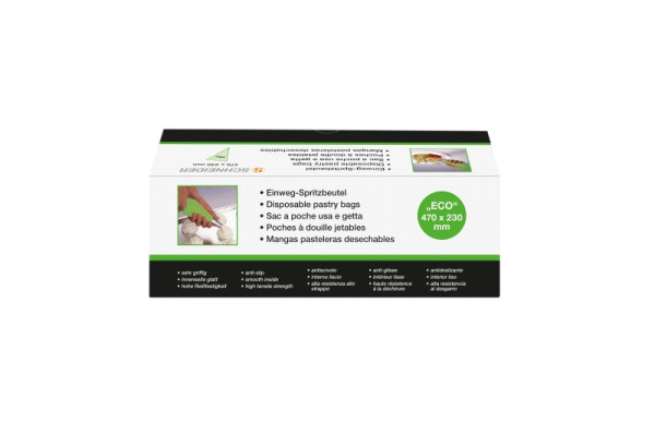 Schneider EW-Spritzbeutel, ECO, geschlossene Spitze, 470 x 230 mm, 70 µ gerollt, Farbe grün, VE: 100 Stück/Box, 391810