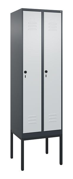 C+P Umkleidespind Classic PLUS mit Mitteltrennwand, Gestell, 2 Abteile, 2120x600x500mm, 7016/7035, Drehriegel, 0800307-20F S10013