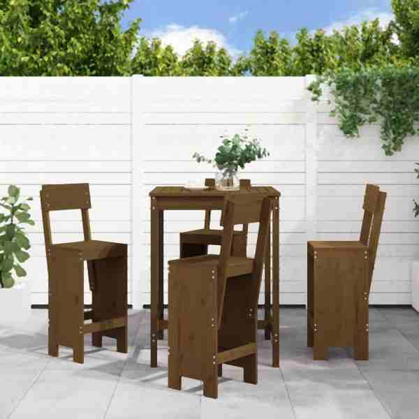 vidaXL 5-tlg. Gartenbar-Set Honigbraun Massivholz Kiefer, 3157802