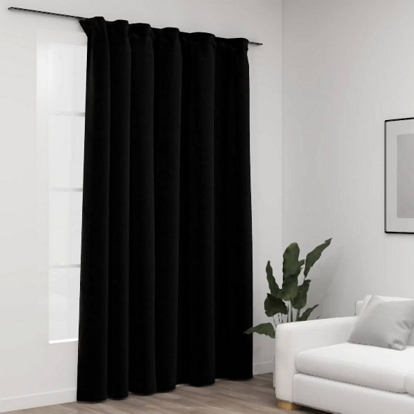 vidaXL Verdunkelungsvorhänge mit Haken Leinenoptik Schwarz 290x245cm, 321159