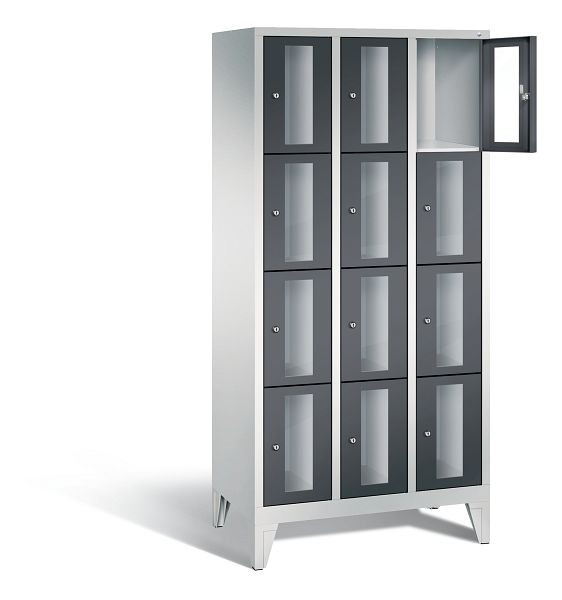C+P Schließfachschrank Classic, H1850xB900xT500mm, Farbe: Lichtgrau / Schwarzgrau, 8010A304 S10005