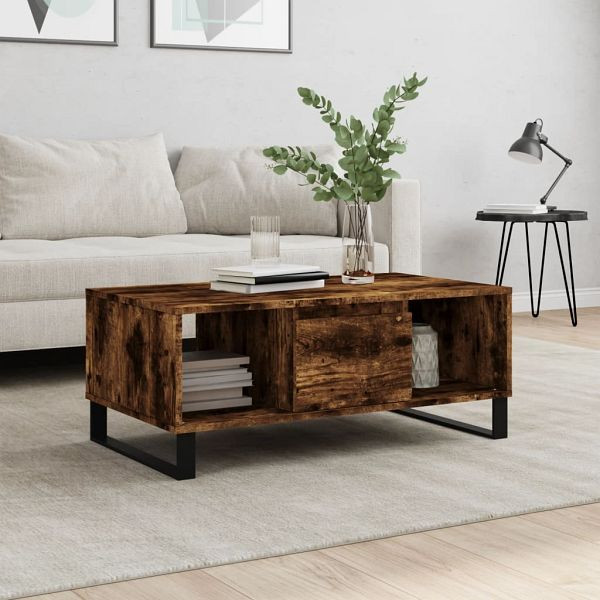 vidaXL Couchtisch Räuchereiche 90x50x36,5 cm Holzwerkstoff, 830601