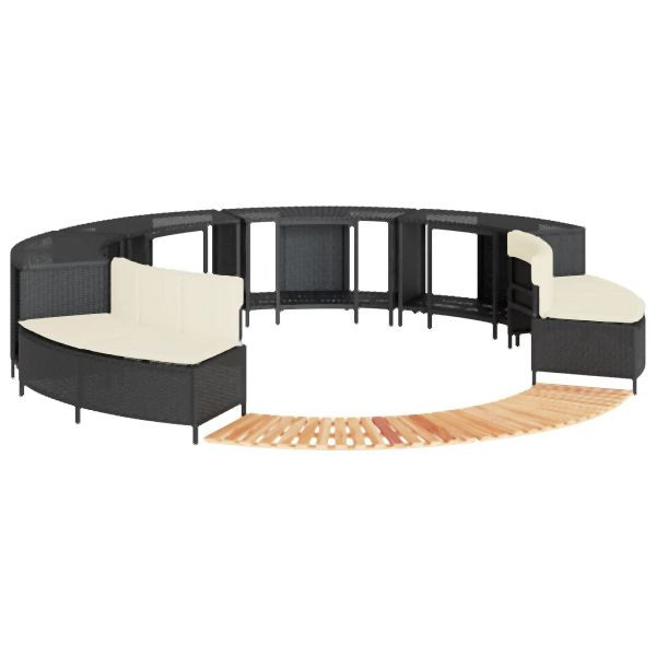 vidaXL Whirlpool-Umrandung Schwarz Poly-Rattan und Massivholz Akazie, 3270642