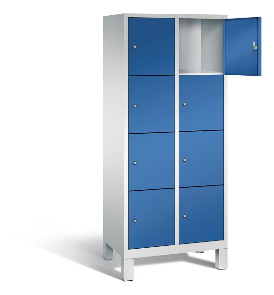 C+P Schließfachschrank Evolo, H1850xB810xT500mm, Farbe: Lichtgrau / Enzianblau, 48010-224 S10048