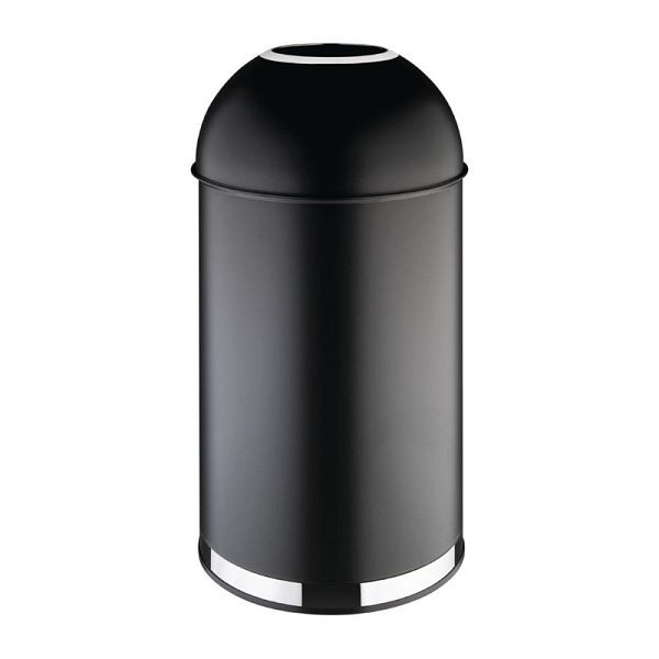 Bolero 40L schwarzer Abfalleimer aus Stahl mit offenem Deckel, CW954