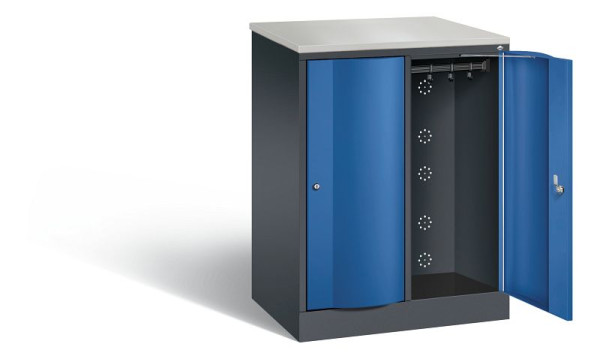 C+P Garderobenschrank Resisto, H1077xB772xT540mm, Farbe: Schwarzgrau / Enzianblau, 8271-272 S10056