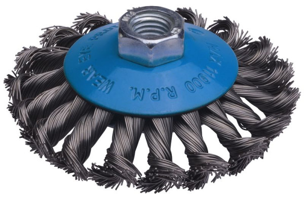 SW-Stahl Kegelbürste, gezopft, ø 100 mm, M14, 63315SB, 4033592136662