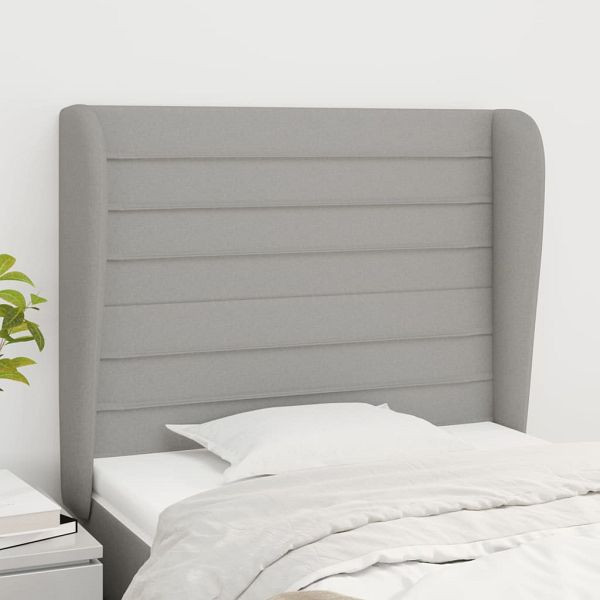 vidaXL Kopfteil mit Ohren Hellgrau 93x23x118/128 cm Stoff, 3118078