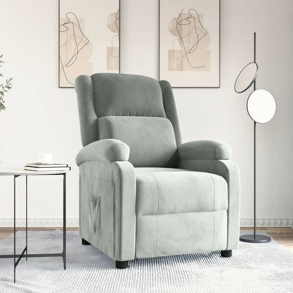 vidaXL Relaxsessel Hellgrau Samt, 342399, 8720286873823