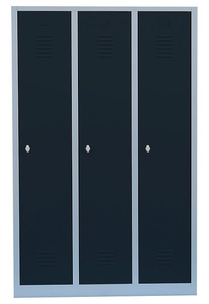Lüllmann Stahl-Kleiderschrank / Garderobenschrank, 1800 x 1185 x 500 mm, Lichtgrau/Anthrazitgrau, 515138