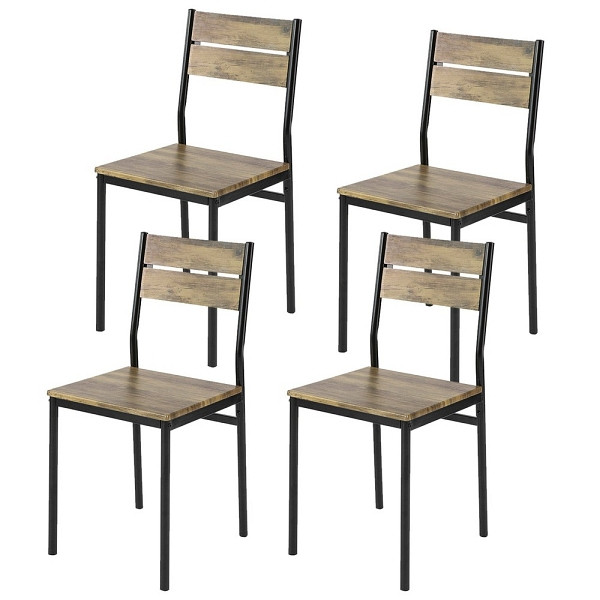 SoBuy Barhocker 4er Set Holzfarbe 39.5x45x82.5cm, Vintage, FST72-Nx4