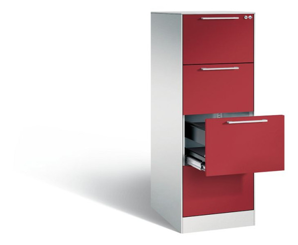 C+P Hängeregistraturschrank Asisto, H1310xB440xT600mm, Farbe: Lichtgrau / Rubinrot, Bügelgriff, 146225-411 S10072