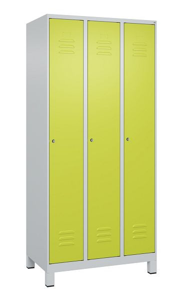 C+P Umkleidespind Classic PLUS mit Mitteltrennwand, Füße, 3 Abteile, 1950x900x500mm, 7035/0024, Zylinderschlösser, 080010-30F S10025