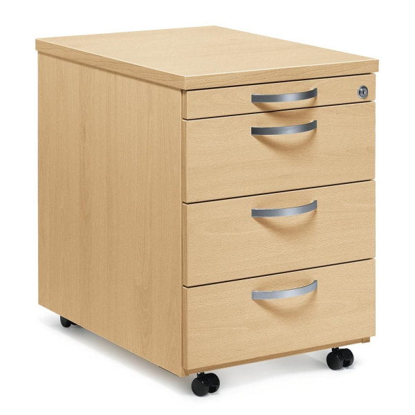 Deskin Rollcontainer MULTI M pro, Buchedekor, B 435 x H 590 x T 600 mm, 3 Schübe, 290487