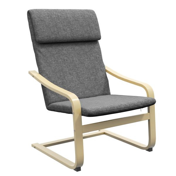 HOMCOM Relaxsessel Ruhesessel mit Armlehne Leinenbezug Holzgestell Grau, 833-816V00CG