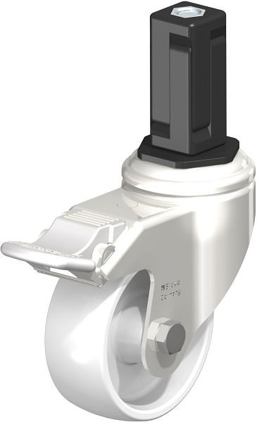 Blickle LKRXA-PO 80G-11-FI-EXV14 Edelstahl-Apparate-Lenkrolle mit Expander & Feststeller, Polyamid, Weiß, 853535