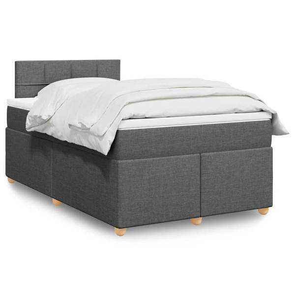 vidaXL Boxspringbett mit Matratze Dunkelgrau 120x190 cm Stoff, 3288920
