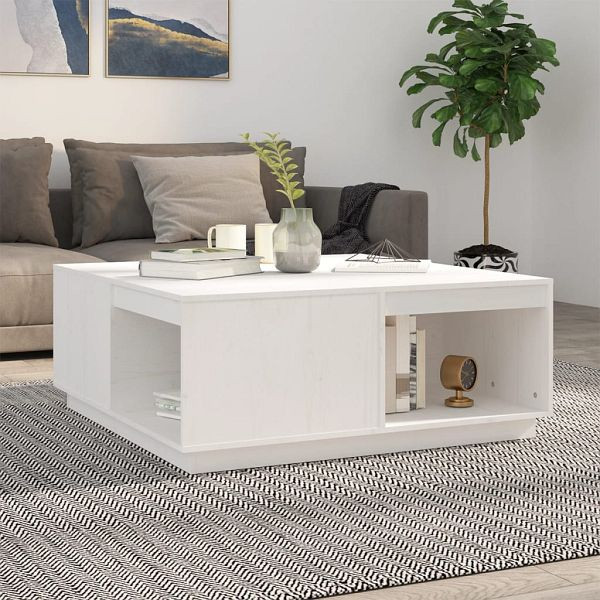 vidaXL Couchtisch Weiß 100x101x40,5 cm Massivholz Kiefer, 814520