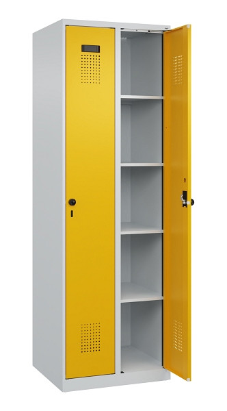 C+P Wäsche-Spind Evolo PLUS, 2 Abteile, 1850x600x500mm, 7035/1004, Verschluss Drehriegel, Ablageböden 8, 049000-20B S10000