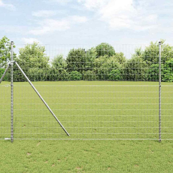 vidaXL Zaun mit Pfosten Silber 1.5 x 10 m Stahl, 3350473