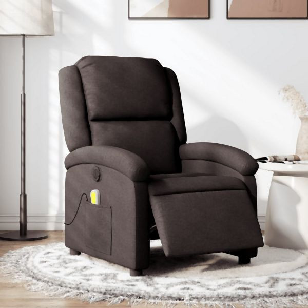 vidaXL Massagesessel Elektrisch Dunkelbraun Stoff, 3204157