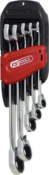 KS Tools DUO GEAR Ringmaulschlüssel-Satz, Maul-Ratschenfunktion, 5-teilig, umschaltbar, 503.5905