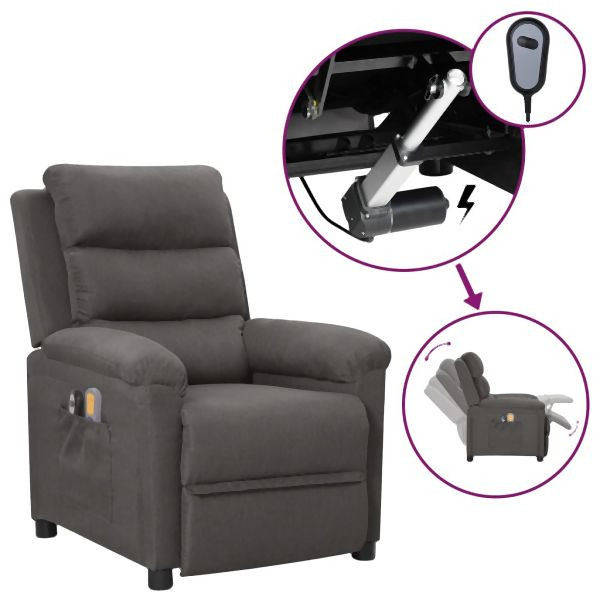 vidaXL Massagesessel Elektrisch Dunkelgrau Stoff, 3098976