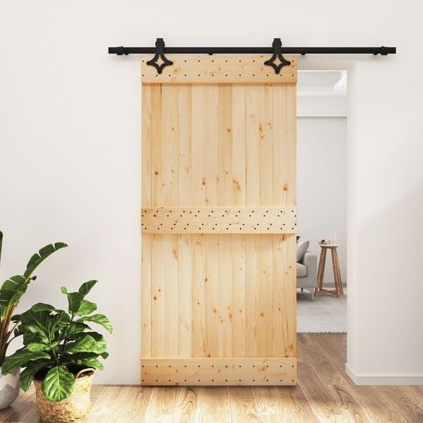 vidaXL Schiebetür mit Beschlag 100x210 cm Massivholz Kiefer, 3203144