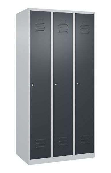 C+P Umkleidespind Classic PLUS, 3 Abteile, 1850x900x500mm, 7035/7016, Zylinderschlösser, 080000-30 S10019
