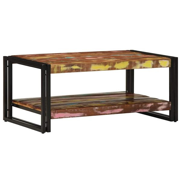 vidaXL Couchtisch Mehrfarbig 90x50x38 cm Altholz Massiv, 4102717