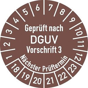 Moedel Prüfplakette Geprüft nach DGUV V3..., 2018-2023, Folie, Ø 20 mm, VE: 500 Stück/Rolle, 99901