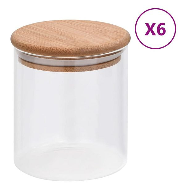 vidaXL Vorratsgläser mit Bambusdeckel 6 Stück 600 ml, 150694