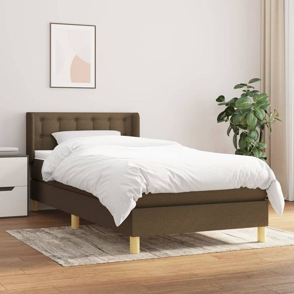 vidaXL Boxspringbett mit Matratze Dunkelbraun 90x190 cm Stoff, 3130556