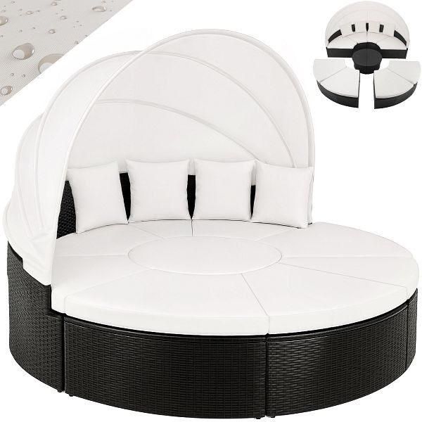 casaria Polyrattan Sonneninsel Schwarz/Creme Ø230cm, 992841