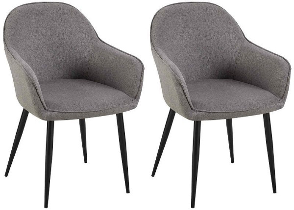 CLP 2er Set Esszimmerstühle Boise Stoff, dunkelgrau, 319487