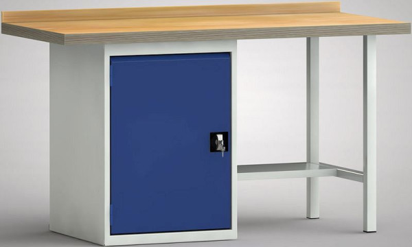 KLW Standard-Werkbank - 1500 x 700 x 840 mm L x T x H, links Türe 700 mm, WS184N-1500M40-X7020