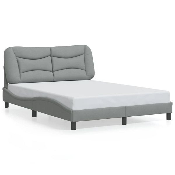 vidaXL Bettgestell mit LED Hellgrau 140x200 cm Stoff, 3213704