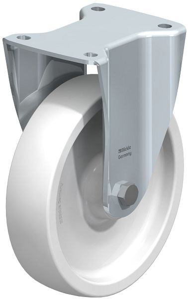 Blickle BH-SPO 201G Stahlblech-Bockrolle, Schwerlast-Ausführung, mit Anschraubplatte, Polyamid, Weiß, 302042