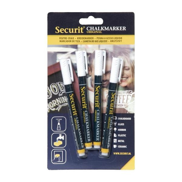 Securit Kreidestifte 2mm weiß, VE: 4 Stück, verschmier-, schmutz- und wasserbeständig, GJ551