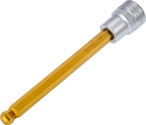 Hazet Schraubendreher-Steckschlüsseleinsatz, Vierkant hohl 10 mm, Innen-Sechskant Profil, 8 mm, Lange Ausführung Mit Kugelkopf, 8801KK-8